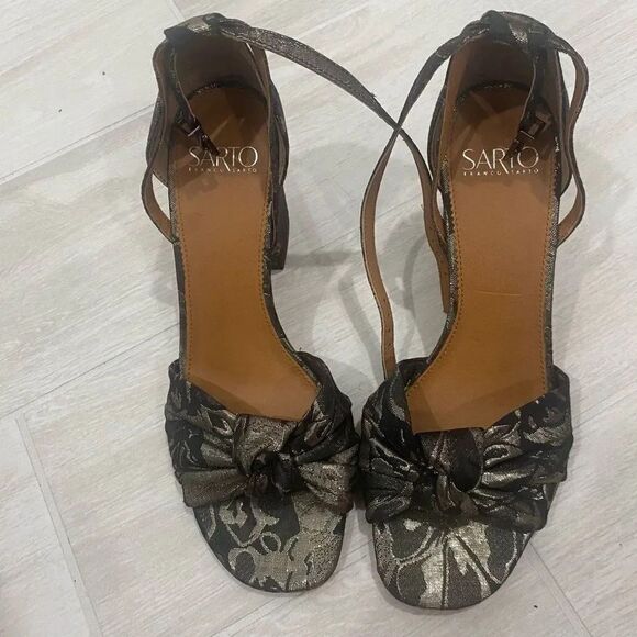 Franco Sarto Designer Bow Top Sling Back Heel Sandals Women Size 9 - Picture 2 of 6